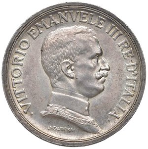 obverse: Vittorio Emanuele III (1900-1946) 5 Lire 1914 - Nomisma 1130 AG RR Colpetto al bordo. Graffietti al D/. qFDC