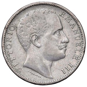 obverse: Vittorio Emanuele III (1900-1946) 2 Lire 1903 - Nomisma 1153 AG RRR Colpetti al bordo. BB