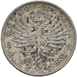 reverse: Vittorio Emanuele III (1900-1946) 2 Lire 1904 - Nomisma 1154; Pag. 728; Mont. 143 AG RR. SPL/SPL+