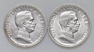 obverse: Vittorio Emanuele III (1900-1946) 2 Lire 1914 e 1916 - AG Lotto di due monete come da foto, da esaminare. BB-SPL