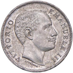 obverse: Vittorio Emanuele III (1900-1946) Lira 1902 - Nomisma 1194 AG Colpetto al bordo. qFDC