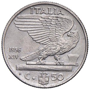 reverse: Vittorio Emanuele III (1900-1946) 50 Centesimi 1936 - Nomisma 1253 NI R Minimi segnetti al D/. FDC