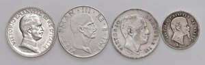 obverse: Vittorio Emanuele III (1900-1946) Lotto di 4 monete come da foto, 3 in AG. Come da foto, da esaminare. qBB-SPL