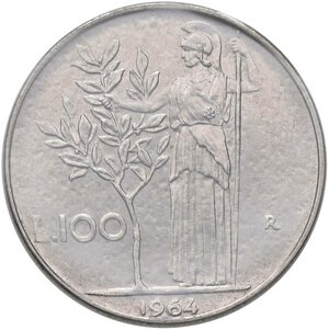 reverse: Repubblica italiana (1946) 100 Lire 1964 - AC Sigillato qFDC/FDC da Numismatica Luciani. FDC