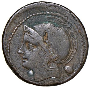 obverse: Roma Oncia (217-215 a.C.) Testa elmata di Roma a s. - R/ Prua di nave a d. - Cr. 38/6 AE (g 11,65) Screpolatura al D/. qBB