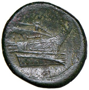 reverse: Roma Semuncia (217-215 a.C.) Testa di Mercurio a d. - R/ Prua di nave a d. - Cr. 38/7 AE (g 5,34). qBB