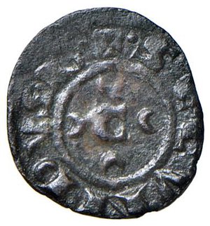 obverse: BRINDISI Corrado II (1254-1258) Mezzo denaro (?) - cfr. MIR 323 MI (g 0,45) RRR Il MIR (Italia meridionale) descrive al n. 322 un denaro come questo indicando un peso tra g 0,46 e 0,99. Subito dopo descrive un mezzo denaro indicando come peso g 0,40 ma aggiungendo in nota: 