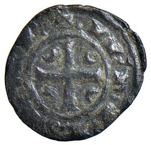 reverse: BRINDISI Corrado II (1254-1258) Mezzo denaro (?) - cfr. MIR 323 MI (g 0,45) RRR Il MIR (Italia meridionale) descrive al n. 322 un denaro come questo indicando un peso tra g 0,46 e 0,99. Subito dopo descrive un mezzo denaro indicando come peso g 0,40 ma aggiungendo in nota: 