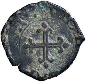 reverse: DESANA Agostino Tizzone (1559-1582) Quattrino 1581 - MIR 483 MI (g 0,95) R Con cartellino di vecchia raccolta. qBB