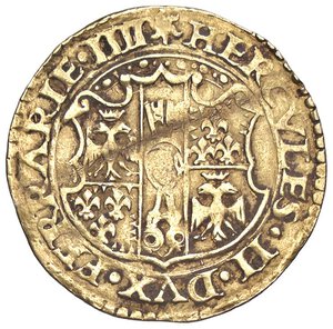 obverse: FERRARA Ercole II (1534-1559) Scudo d oro - MIR 288 AU (g 3,33) Pesante piega del tondello. BB