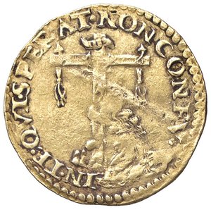 reverse: FERRARA Ercole II (1534-1559) Scudo d oro - MIR 288 AU (g 3,33) Pesante piega del tondello. BB