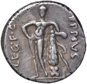 reverse: Caecilia - Q. Caecilius Metellus - Denario (47-46 a.C.) Testa dell’Africa a d. - R/ Ercole stante di fronte si appoggia alla clava - B. 50; Cr. 461/1 AG (g 3,94) RR. BB