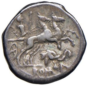 reverse: Caecilia - Q. Caecilius Metellus Diadematus - Denario (128 a.C.) Testa di Roma a d. - R/ Giove su quadriga a d., in esergo, testa di elefante e ROMA - B. 38; Cr. 262/1 AG (g 3,89). qBB