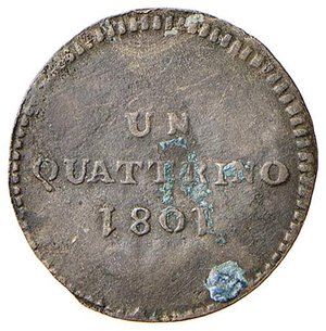 reverse: FIRENZE Ferdinando III (1790-1801) Quattrino 1801 - MIR 413/2 CU (g 0,67) RRR Piccoli punti di verderame. Millesimo che ci risulta di estrema rarità. BB