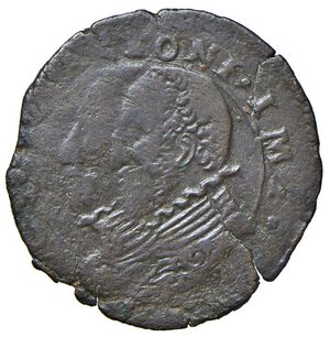 obverse: FRINCO Anonime consortili (1581-1601) Contraffazione della parpaiola di Piacenza - cfr. MIR 622 CU (g 2,01) RR Frattura del tondello. qBB