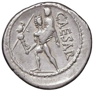 reverse: Cesare (+ 44 a.C.) Denario (zecca itinerante in Africa) Busto di Venere a d. - R/ Enea col padre Anchise - Cr. 458/1 AG (g 3,72) Contromarca al D/. BB