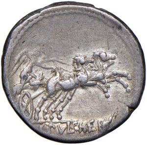 reverse: Claudia - C. Claudius Pulcher - Denario (110-109 a.C.) Testa di Roma a d. - R/ La Vittoria su biga - B. 1; Cr. 300/1 AG (g 3,94) Graffi al D/. qBB