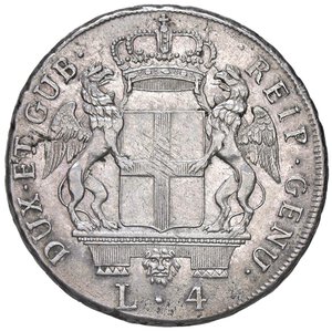 obverse: GENOVA Dogi biennali (1528-1797) 4 Lire 1795 - MIR 313/2 AG (g 16,41). BB