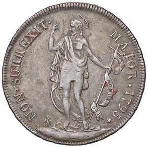 reverse: GENOVA Dogi Biennali (1528-1797) 4 Lire 1795 stella dopo la data - MIR 313/2 AG (g 16,64). qBB