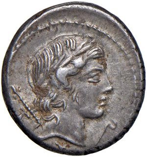 obverse: Crepusia - Pub. Crepusius - Denario (82 a.C.) Testa di Apollo a d. -  R/ Cavaliere a d. - B. 1; Cr. 361/1 AG (g 3,90). BB