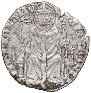 reverse: MILANO Barnabò e Galeazzo II Visconti (1355-1378) Pegione o grosso da 1 e 1/2 soldi - MIR 104/1 AG (g 2,51) Frattura di tondello. qBB/BB