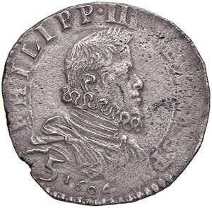 obverse: MILANO Filippo III (1598-1621) 5 Soldi 1604 - MIR 346/1 MI (g 3,30) Piccole screpolature ma bell esemplare. SPL