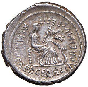 reverse: Memmia - Caius Memmius - Denario (56 a.C.) Testa laureata di Quirino a d. -  R/ Cerere seduta a d. con spighe di grano - B. 9; Cr. 427/2 AG (g 3,83). BB/BB+