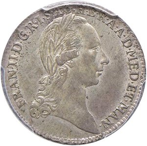 obverse: MILANO Francesco II (1792-1796) Medaglia 1792 del Giuramento - AG (Ø 21 mm) In slab PCGS MS 63 517186.63/33214469. Minimi graffietti di conio al D/ ma splendido esemplare con delicata patina. MS 63