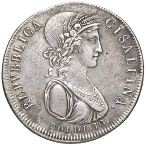 obverse: MILANO Repubblica Cisalpina (1800-1802) 30 Soldi A. IX - MIR 478 AG (g 6,99) Leggermente porosa. BB