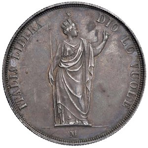 obverse: MILANO Governo provvisorio (1848) 5 Lire 1848 - Gig. 3b AG (g 24,99) Colpetto al bordo.. BB-SPL