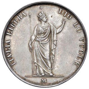 obverse: MILANO Governo provvisorio (1848) 5 Lire 1848 - Gig. 3 AG (g 24,99). BB-SPL