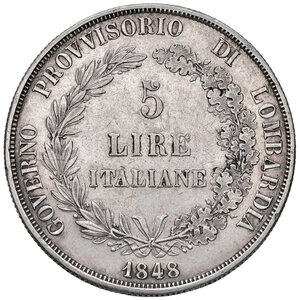 reverse: MILANO Governo Provvisorio (1848) 5 Lire 1848 - Gig. 3 AG (g 24,94). BB