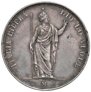 obverse: MILANO Governo Provvisorio (1848) 5 Lire 1848 - Gig. 3a AG (g 25,00) Graffietti sui campi al D/. BB