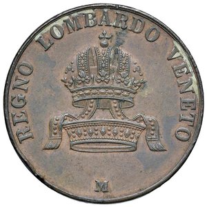 obverse: MILANO Francesco Giuseppe (1848-1859) 10 Centesimi 1849 - Gig. 25 CU (g 17,70) R Colpetto al bordo, depositi. Con cartellino da vecchia raccolta. BB+