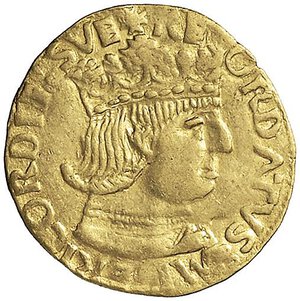 obverse: NAPOLI Ferdinando I (1458-1494) Ducato - MIR 64 AU (g 3,44) RR Modesta ondulazione. BB