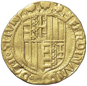 reverse: NAPOLI Ferdinando I (1458-1494) Ducato - MIR 64 AU (g 3,44) RR Modesta ondulazione. BB