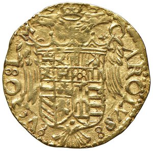 obverse: NAPOLI Carlo V (1516-1556) Scudo d oro sigla R nel 3° quarto - Magliocca 11/1 AU (g 3,38) R Colpo di lima al bordo. SPL