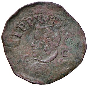 obverse: NAPOLI Filippo IV (1621-1665) Tornese 1636 (?) O/C - Magliocca 107 CU (g 5,01) RRR   Battuto su tondello ampio e lamina sottile. qBB