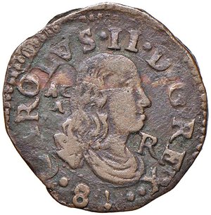 obverse: NAPOLI Carlo II (1674-1700) Tornese 1681 - Magliocca 64 CU (g 4,24) RR. qBB/BB