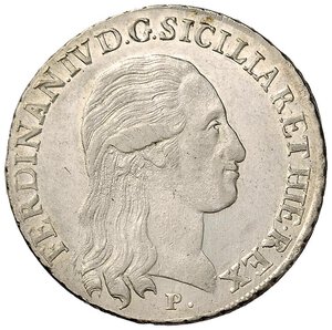 obverse: NAPOLI Ferdinando IV (1759-1799) Piastra 1798 - Magliocca 259 AG (g 27,59) Macchie nere al bordo. SPL/qFDC