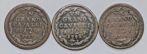 reverse: NAPOLI Ferdinando IV (1759-1799) Lotto di tre monete da 12 Cavalli come da foto. Da esaminare. qBB