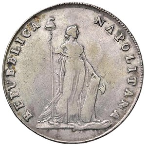 obverse: NAPOLI Repubblica napoletana (1799) Piastra A. VII - Magliocca 373 AG (g 27,50) Da montatura. qBB