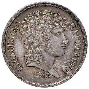 obverse: NAPOLI Murat (1808-1815) 2 Lire 1813 - Magliocca 419 AG (g 9,98) Diversi colpetti al bordo, ed una modesta striatura sulla guancia, splendida patina iridescente, un esemplare di qualità assai rara a trovarsi. FDC