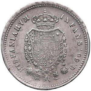 reverse: NAPOLI Ferdinando I (1816-1825) Mezza piastra 1818 - Magliocca 447 AG (g 13,69) R Interessante tondello concavo e non perfettamente centrato, assai raro. BB