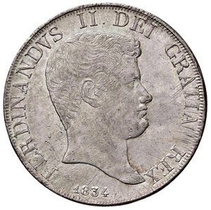 obverse: NAPOLI Ferdinando II (1830-1859) Piastra 1834 - Magliocca 539 AG (g 27,52) Screpolature al D/. Piccola mancanza di metallo sul taglio. Colpetti al bordo. SPL