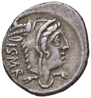 obverse: Thoria - L. Thorius Balbus - Denario (105 a.C.) Testa di Giunone Lanuvia a d. - R/ Toro rampante a d. - B. 1; Cr. 316/1 AG (g 3,84). BB+