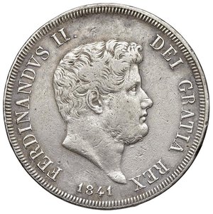 obverse: NAPOLI Ferdinando II (1830-1859) Piastra 1841 Testa grande - Nomisma 945 AG (g 27,41) RRR Lucidata al D/. qBB/BB