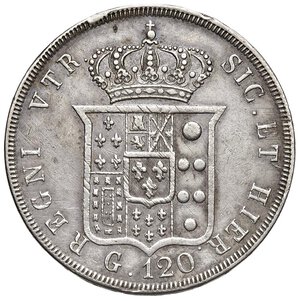 reverse: NAPOLI Ferdinando II (1830-1859) Piastra 1841 Testa grande - Nomisma 945 AG (g 27,41) RRR Lucidata al D/. qBB/BB