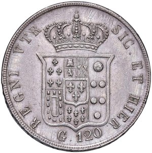 reverse: NAPOLI Ferdinando II (1830-1859) Piastra 1854 - Nomisma 962 AG (g 27,53) Minimo segnetto al bordo. SPL+