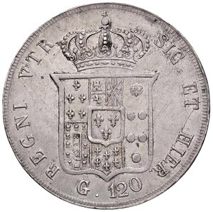 reverse: NAPOLI Ferdinando II (1830-1859) Piastra 1856 - Magliocca 566 AG (g 27,62) Difetto di coniazione sul taglio. SPL